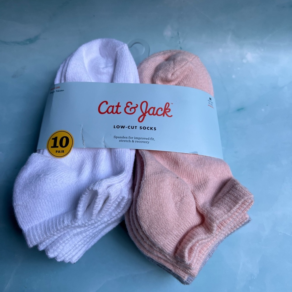 Cat & Jack White and Pink Low-Cut Socks